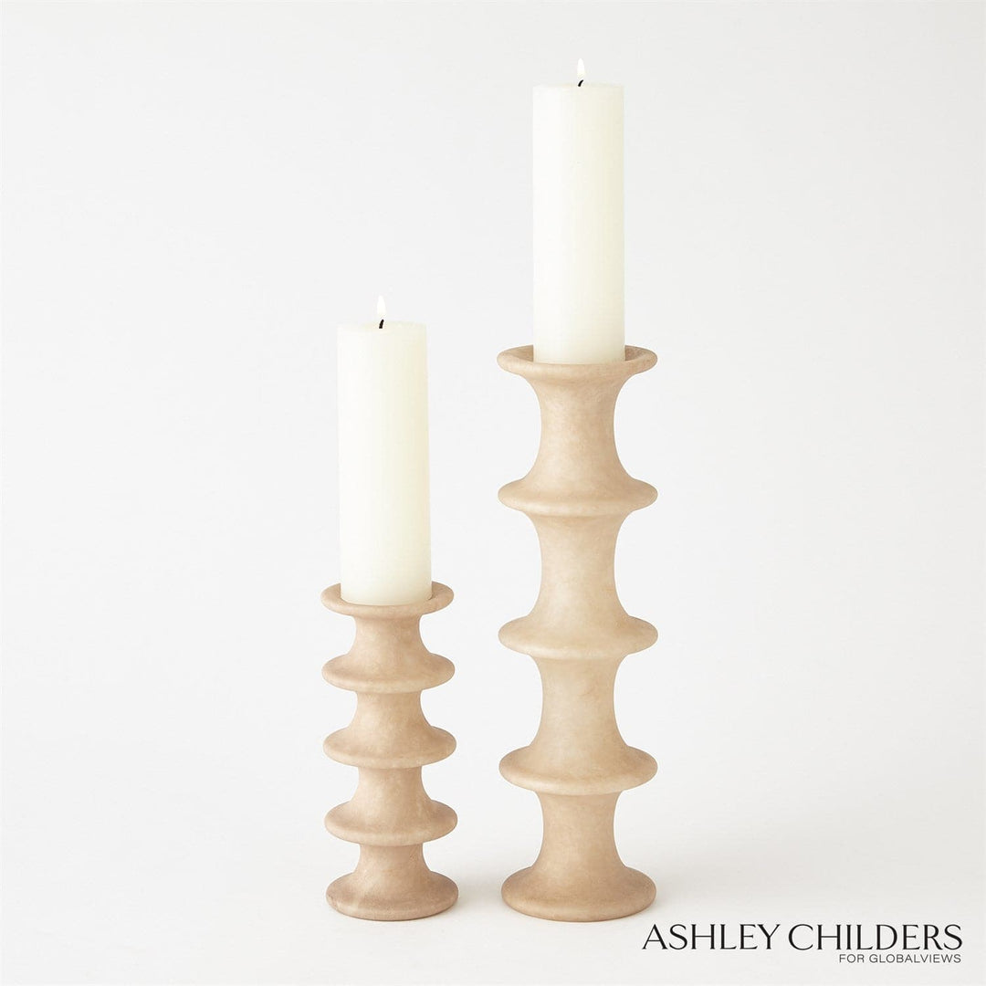 Ridge Alabaster Candlestick-Global Views-GVSA-ASH3.30063-Candle HoldersWhite-Large-5-France and Son