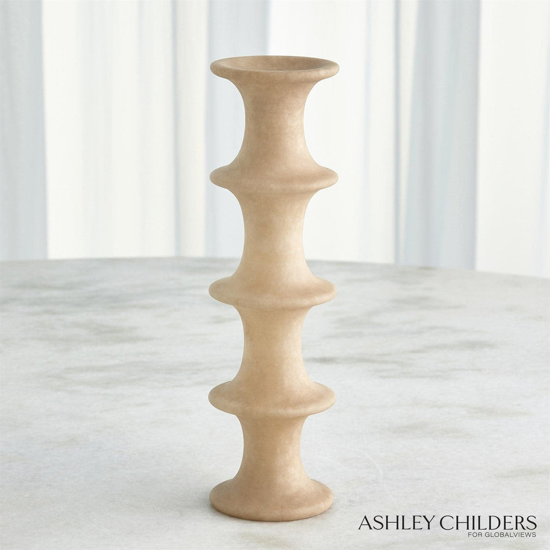 Ridge Alabaster Candlestick-Global Views-GVSA-ASH3.30065-Candle HoldersSand-Large-7-France and Son