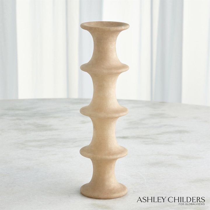 Ridge Alabaster Candlestick-Global Views-GVSA-ASH3.30065-Candle HoldersSand-Large-7-France and Son
