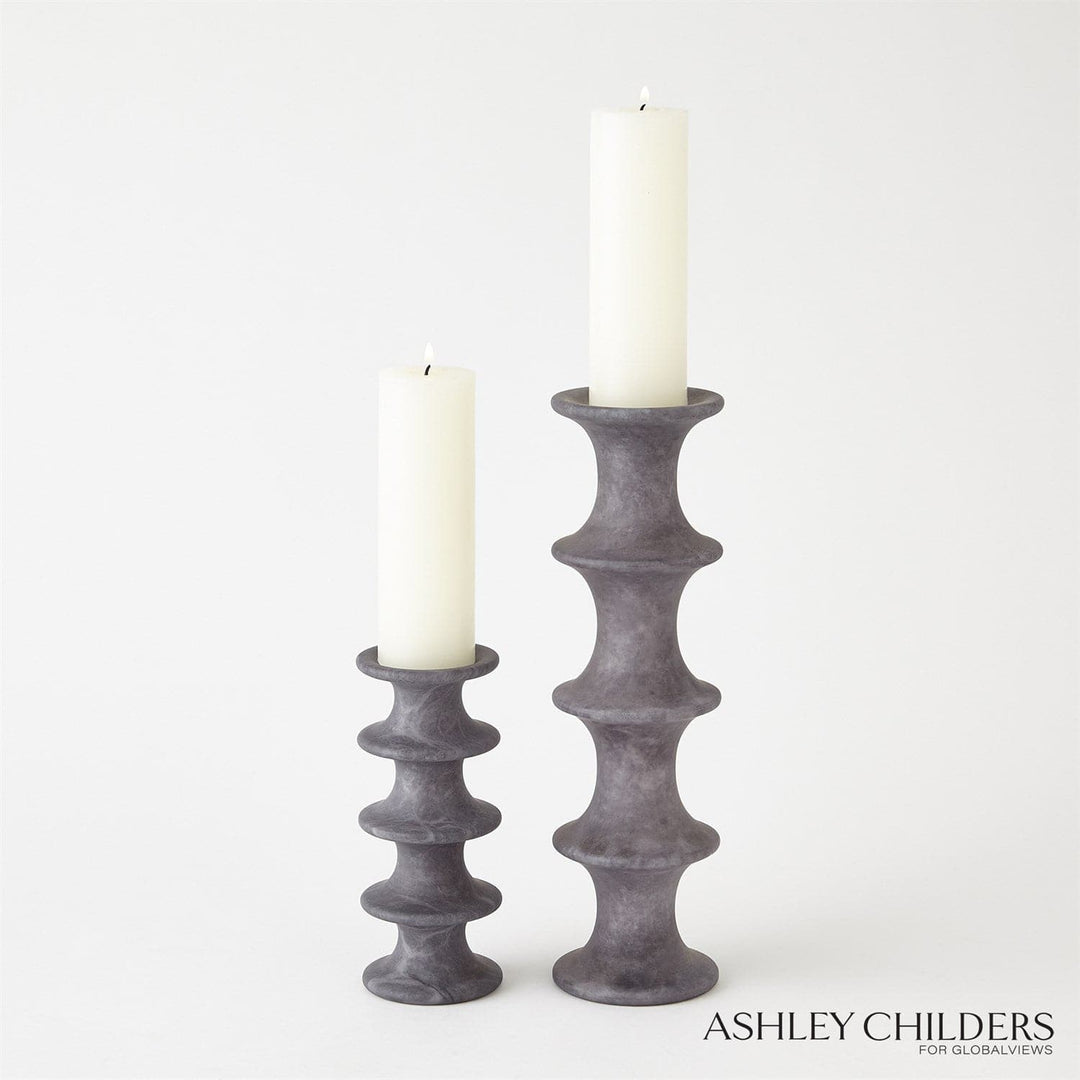 Ridge Alabaster Candlestick-Global Views-GVSA-ASH3.30063-Candle HoldersWhite-Large-6-France and Son