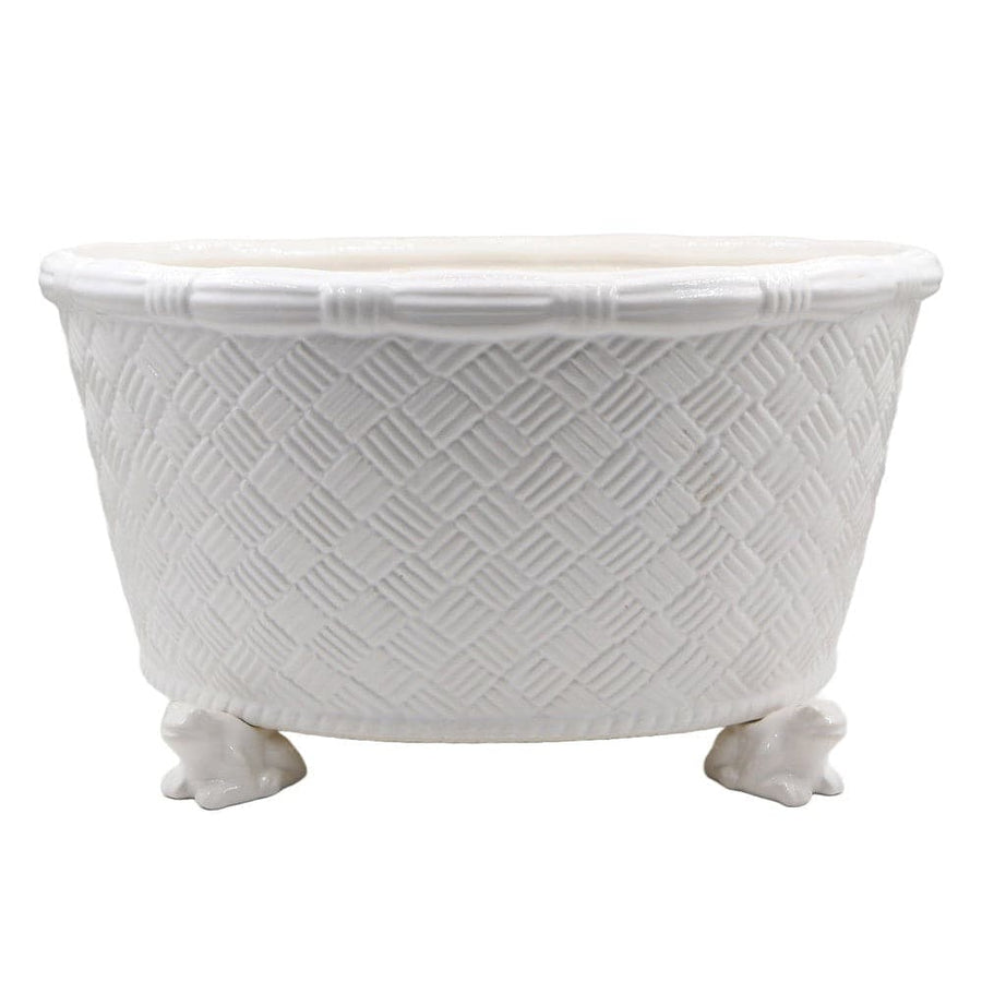 Basket Weave Centerpiece, White-ABIGAILS-ABIGAILS-729017-Decorative Objects-1-France and Son