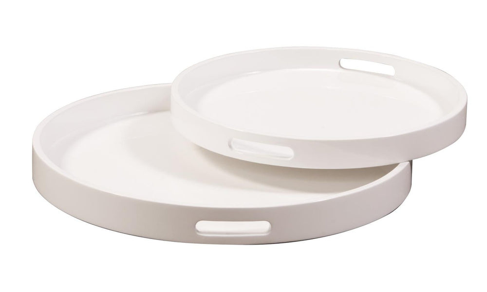 White / Black Lacquer Round Wood Tray Set-The Howard Elliott Collection-HOWARD-83027-TraysWhite-2-France and Son