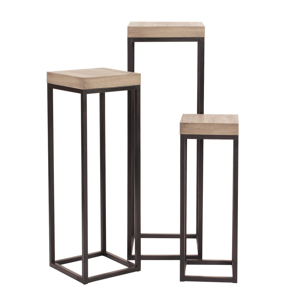 Wood & Metal Pedestals - Set of 3-The Howard Elliott Collection-HOWARD-83035-Side Tables-2-France and Son