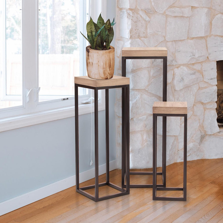 Wood & Metal Pedestals - Set of 3-The Howard Elliott Collection-HOWARD-83035-Side Tables-1-France and Son