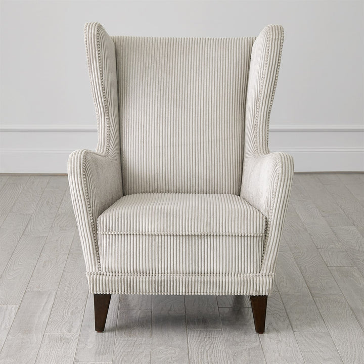 Wing Chair-Global Views-GVSA-2697-Lounge ChairsWide Wale Corduroy - Vanilla-8-France and Son