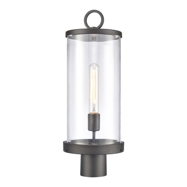 Hopkins 20.75'' High 1 - Light Outdoor Post Light - Charcoal Black-Elk Home-ELK-89496/1-Outdoor Post Lanterns-1-France and Son