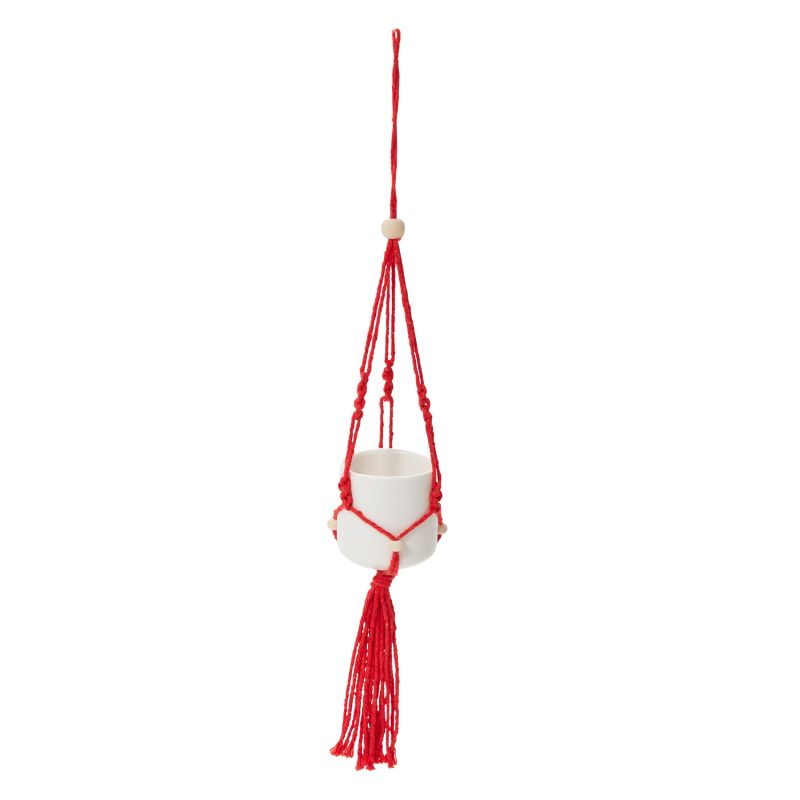 Macrame Tillandsia Holder Ornament-Accent Decor-ACCENT-90980.03-Decorative ObjectsRed-2-France and Son