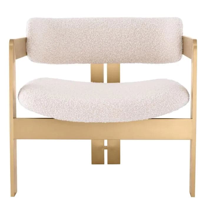 Chair Donato brushed brass finish bouclé cream-Eichholtz-EICHHOLTZ-A116375-Lounge Chairs-1-France and Son
