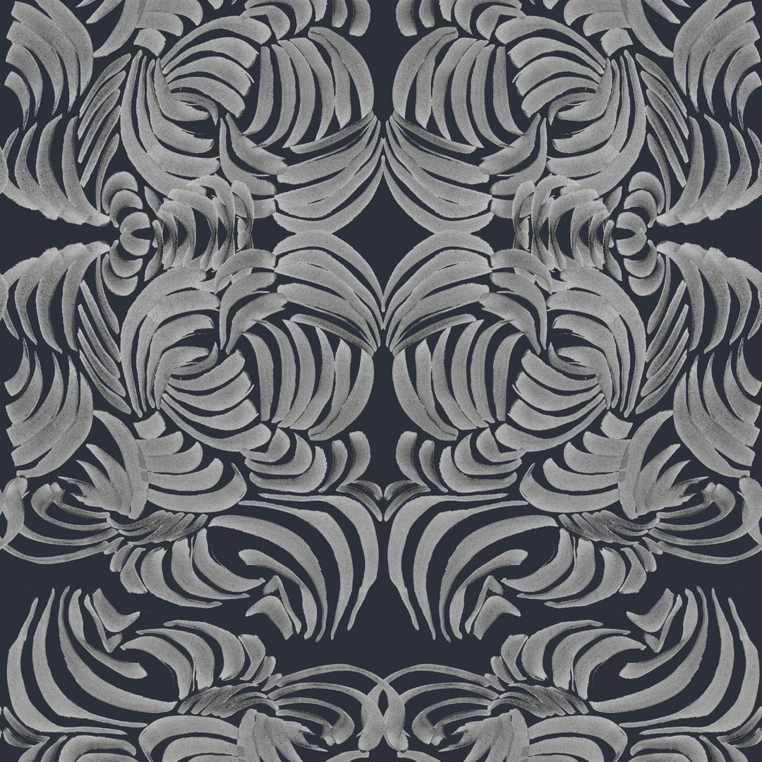 Flora Wallpaper-Mitchell Black-MITCHB-WCAB418-PM-10-Wall DecorPatterns Silver Night-Premium Matte Paper-Small-7-France and Son