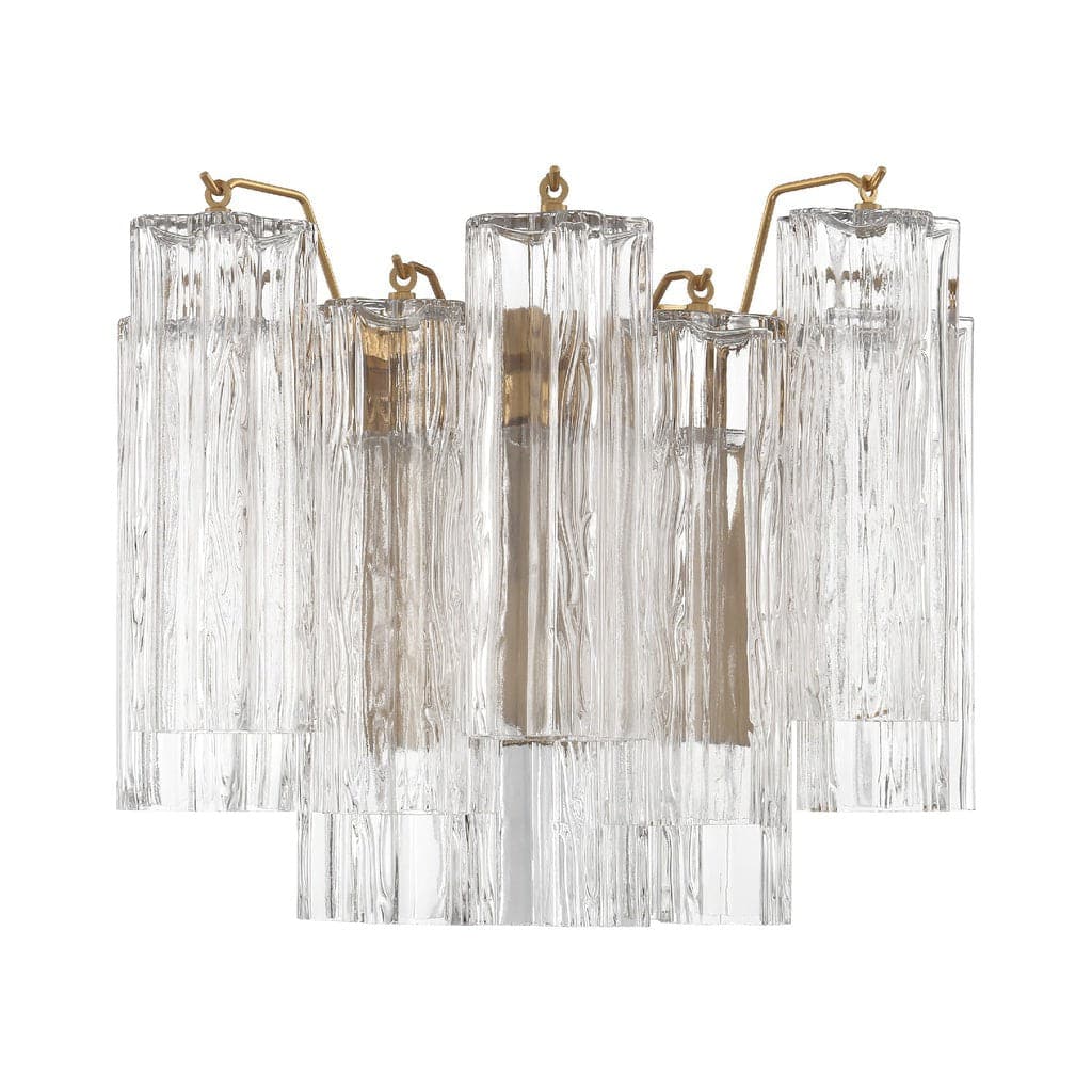 Addis 2 Light Wall Mount-Crystorama Lighting Company-CRYSTO-ADD-302-AG-CL-Flush MountsAged Brass-Tronchi Glass Clear-3-France and Son