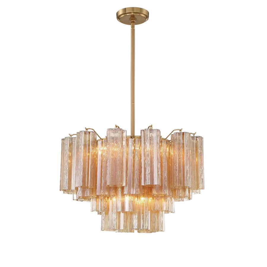 Addis 9 Light Chandelier-Crystorama Lighting Company-CRYSTO-ADD-308-AG-AM-ChandeliersAged Brass - Tronchi Glass Amber-1-France and Son