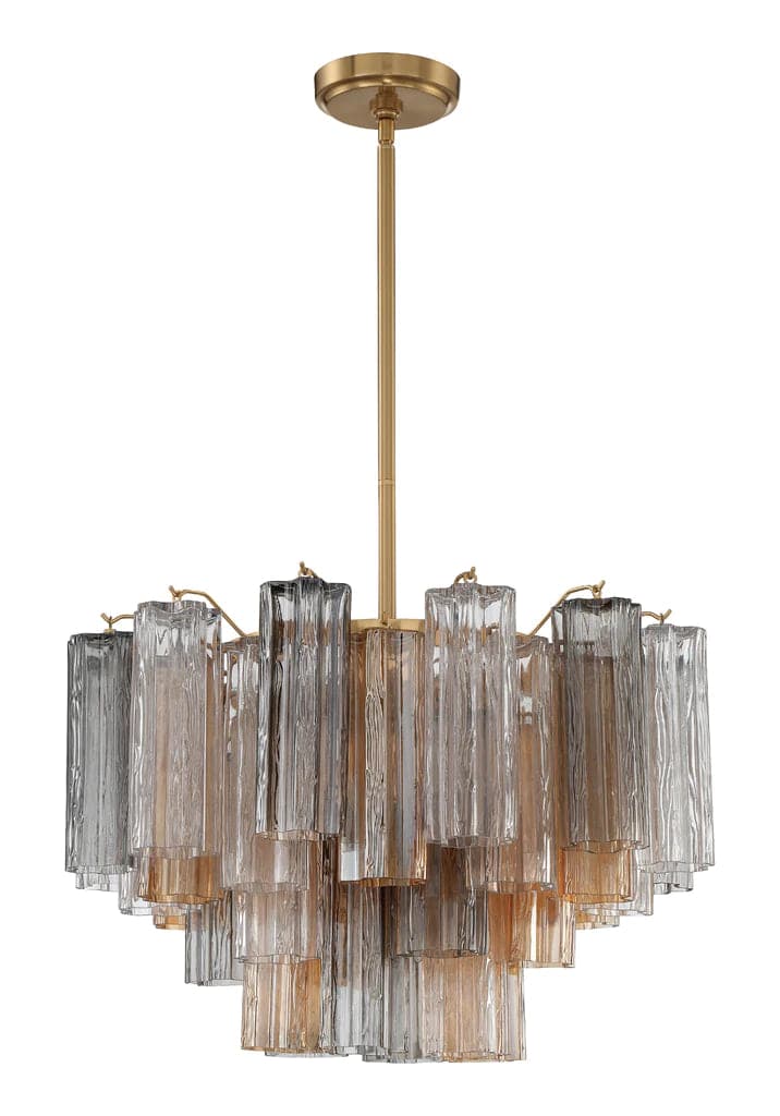 Addis 9 Light Chandelier-Crystorama Lighting Company-CRYSTO-ADD-308-AG-AU-ChandeliersAged Brass - Tronchi Glass Autumn-3-France and Son