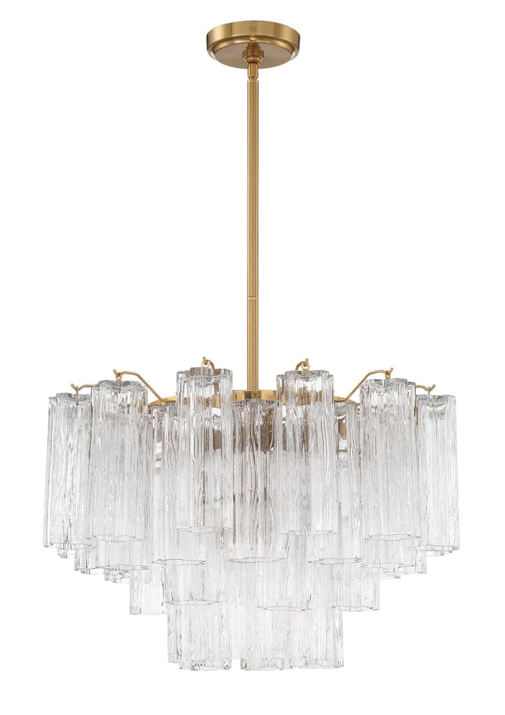 Addis 9 Light Chandelier-Crystorama Lighting Company-CRYSTO-ADD-308-AG-CL-ChandeliersAged Brass - Tronchi Glass Clear-5-France and Son