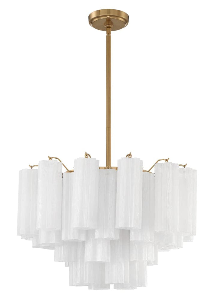 Addis 9 Light Chandelier-Crystorama Lighting Company-CRYSTO-ADD-308-AG-WH-ChandeliersAged Brass - Tronchi Glass White-7-France and Son