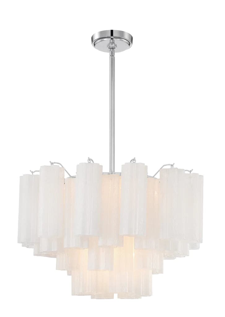 Addis 9 Light Chandelier-Crystorama Lighting Company-CRYSTO-ADD-308-CH-WH-ChandeliersPolished Chrome - Tronchi Glass White-15-France and Son