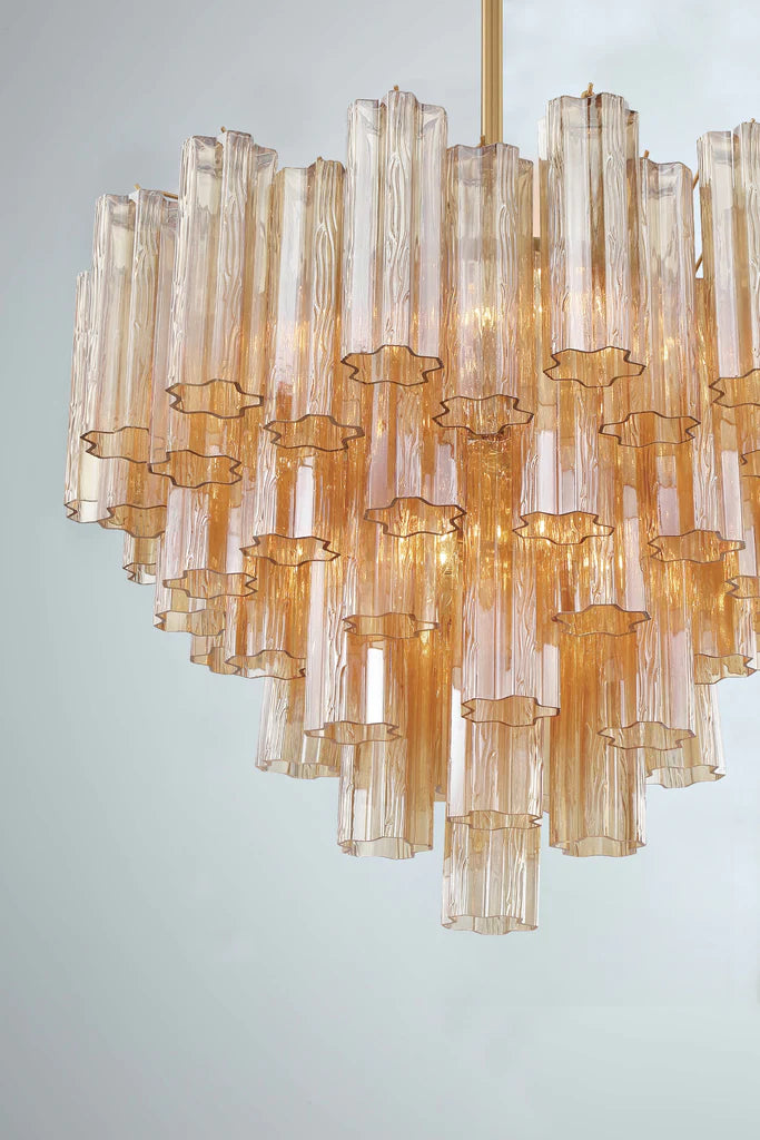Addis 12 Light Chandelier-Crystorama Lighting Company-CRYSTO-ADD-312-AG-AM-ChandeliersAged Brass - Tronchi Glass Amber-2-France and Son