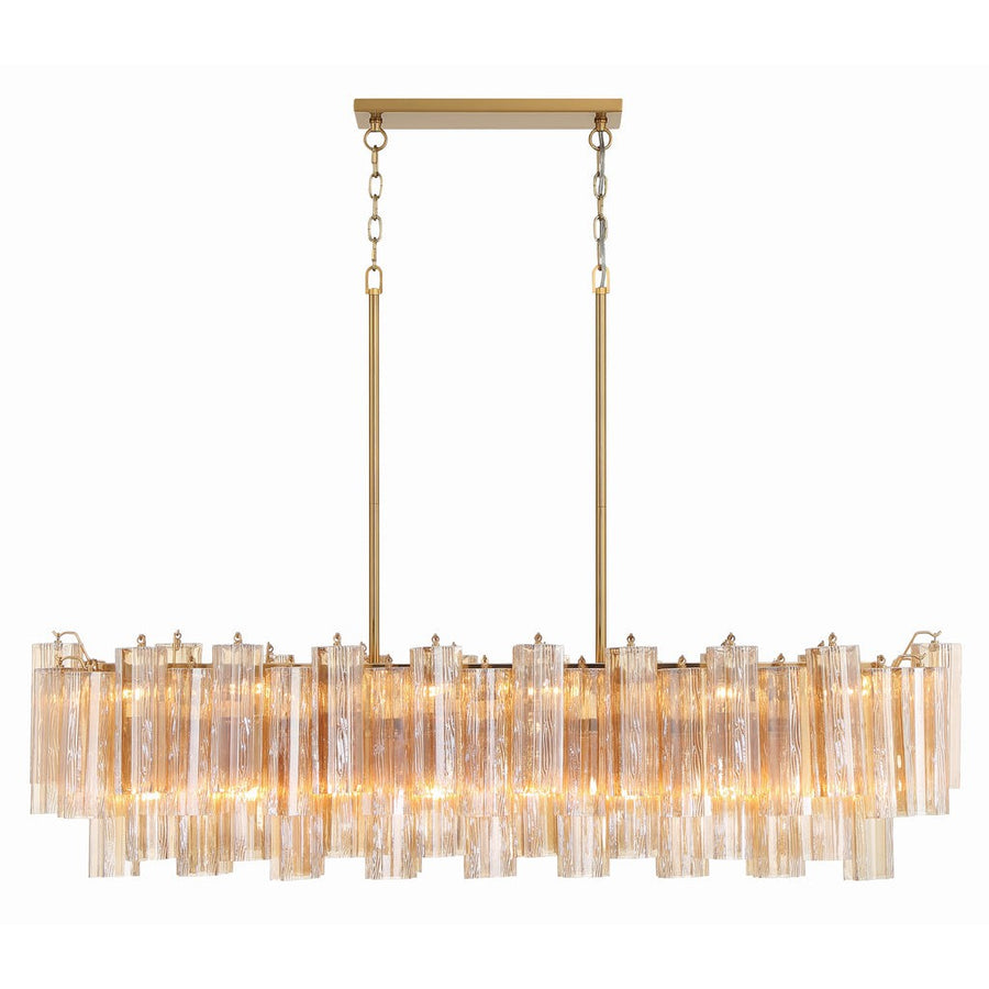 Addis 14 Light Chandelier-Crystorama Lighting Company-CRYSTO-ADD-317-AG-AM-ChandeliersTronchi Glass Amber-Aged Brass-1-France and Son