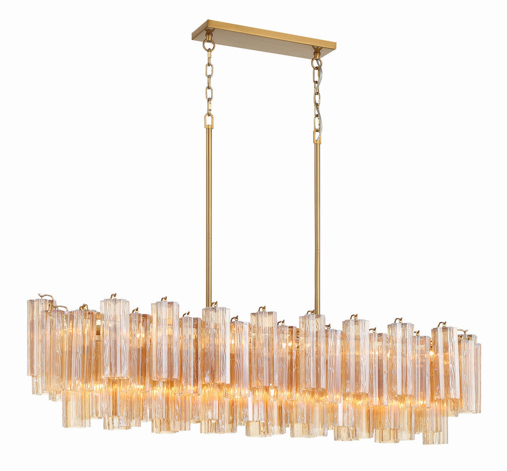 Addis 14 Light Chandelier-Crystorama Lighting Company-CRYSTO-ADD-317-AG-AM-ChandeliersTronchi Glass Amber-Aged Brass-2-France and Son