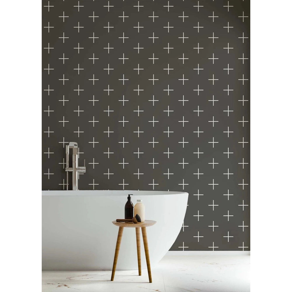 Addition Large Wallpaper-Mitchell Black-MITCHB-WCLP602L-1-PM-10-Wall DecorPattern Jet Reverse-Premium Matte Paper-2-France and Son