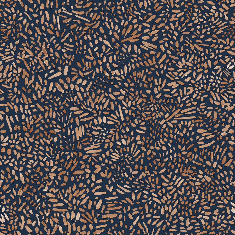 Brushstroke Garden Peel And Stick Wallpaper-Tempaper & Co.-Tempaper-BG15058-Wall PaperToasted Almond & Navy Daubs-1-France and Son