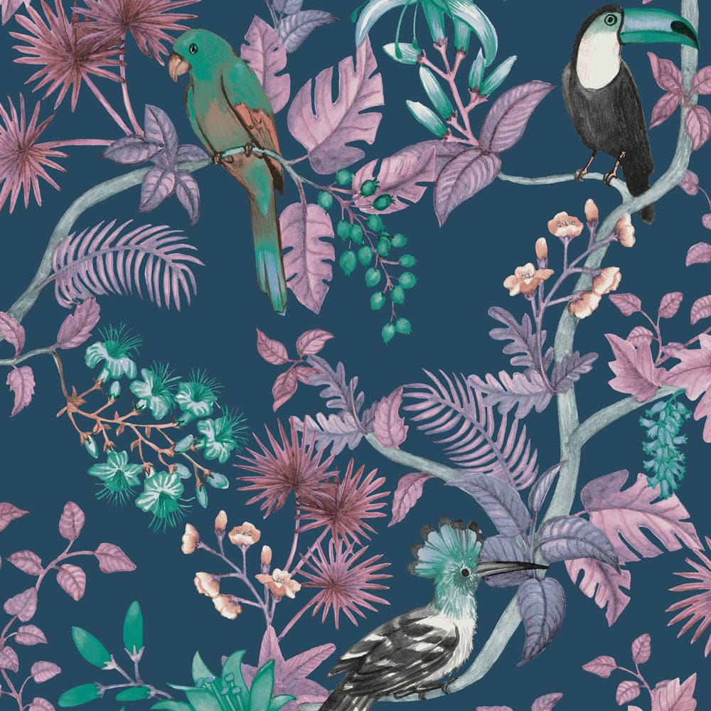 Birds of Paradise Peel And Stick Wallpaper-Tempaper & Co.-Tempaper-BP688-Wall PaperPacific Blue-4-France and Son
