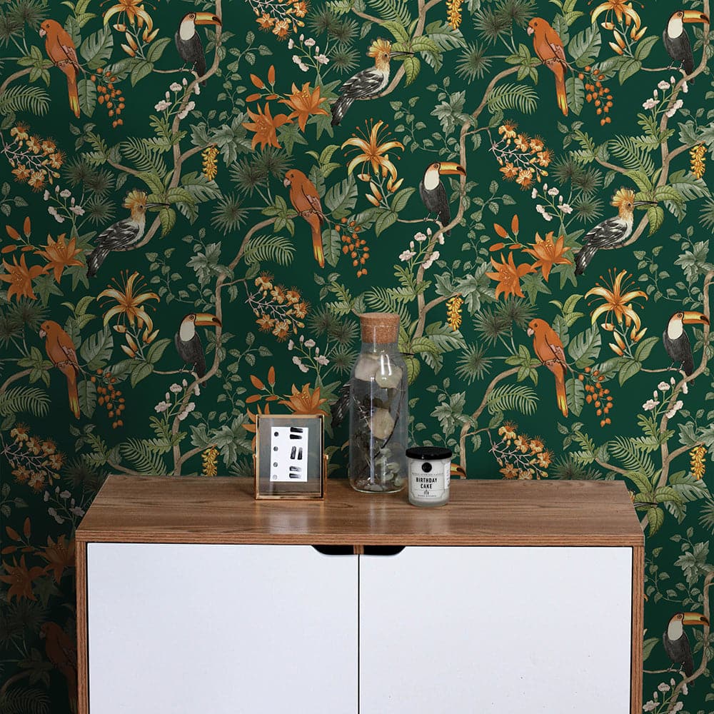Birds of Paradise Peel And Stick Wallpaper-Tempaper & Co.-Tempaper-BP683-Wall PaperCoconut Cream-15-France and Son