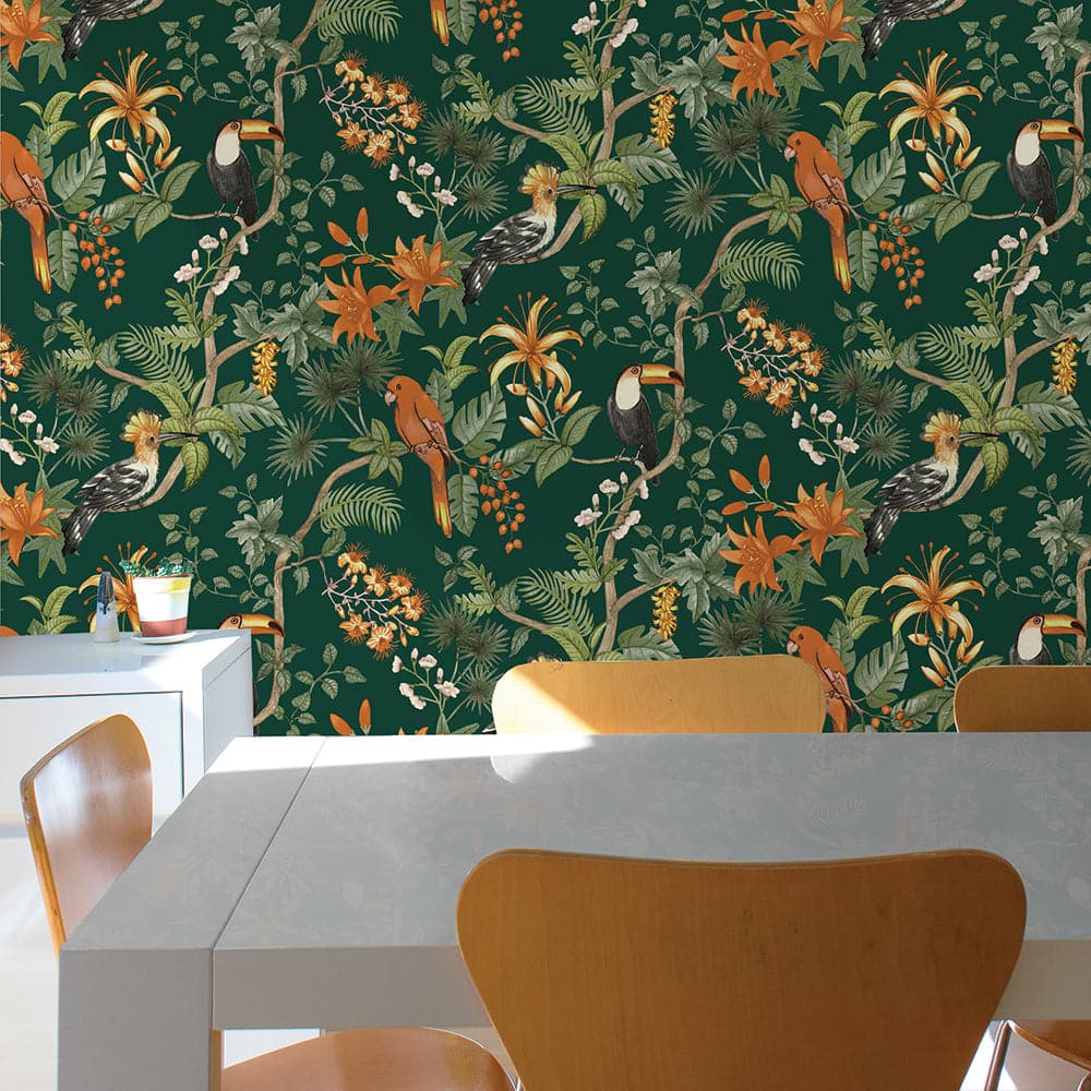 Birds of Paradise Peel And Stick Wallpaper-Tempaper & Co.-Tempaper-BP683-Wall PaperCoconut Cream-16-France and Son