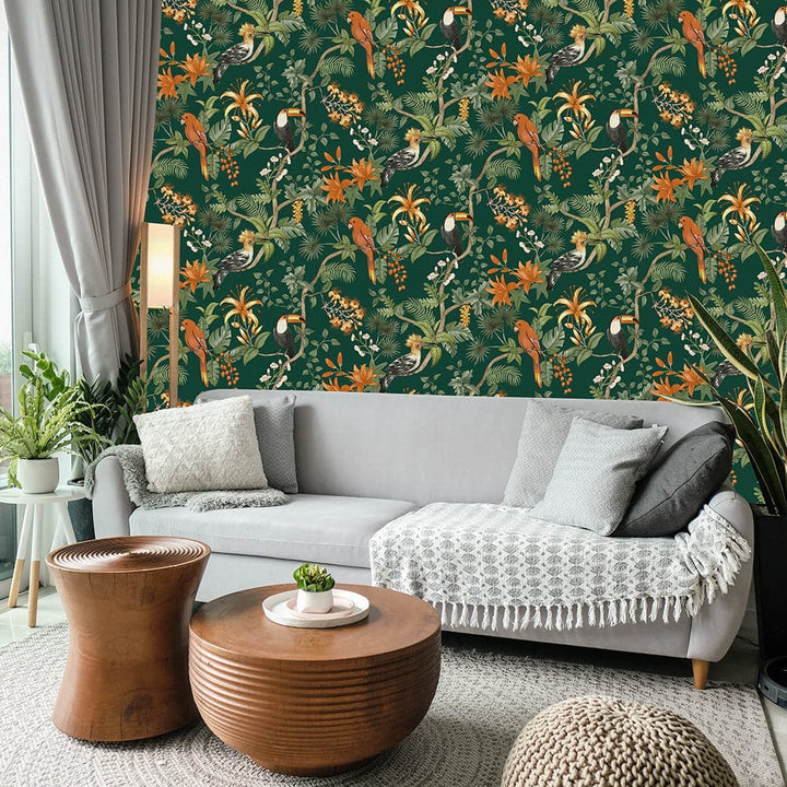 Birds of Paradise Peel And Stick Wallpaper-Tempaper & Co.-Tempaper-BP683-Wall PaperCoconut Cream-8-France and Son