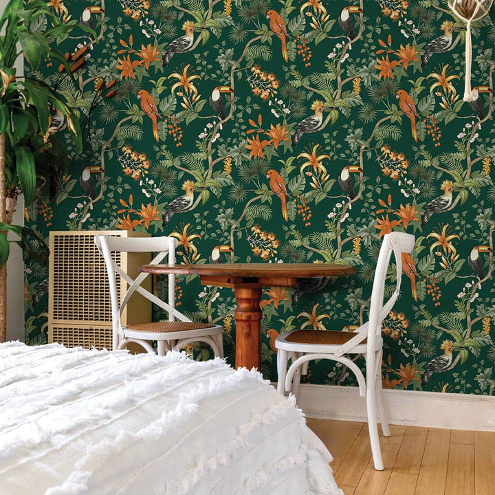 Birds of Paradise Peel And Stick Wallpaper-Tempaper & Co.-Tempaper-BP683-Wall PaperCoconut Cream-17-France and Son