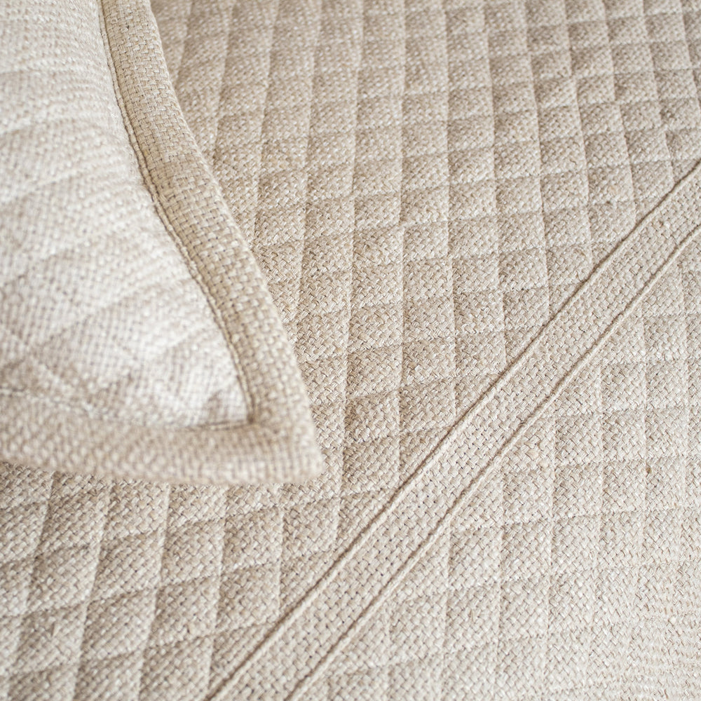 Quilted Basketweave Coverlet-Ann Gish-ANNGISH-COBQK-IVO-BeddingIvory-King-4-France and Son