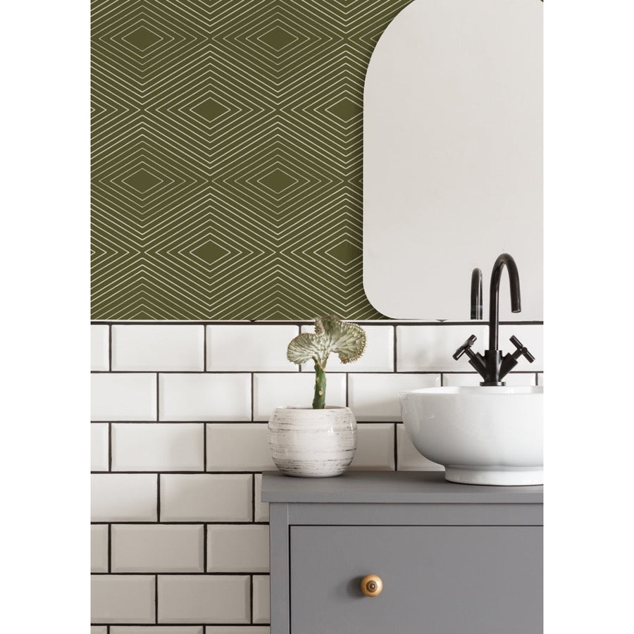 Huron Wallpaper-Mitchell Black-MITCHB-WCCE4-DO-PM-10-Wall DecorPatterns Deep Olive-Premium Matte Paper-2-France and Son