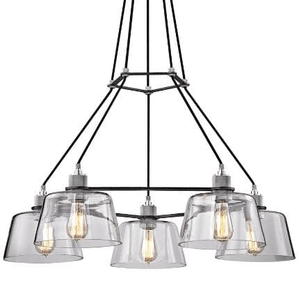 Audiophile Chandelier Old Silver And Polished Aluminum-Troy Lighting-TROY-F6155-Chandeliers5 Light-2-France and Son