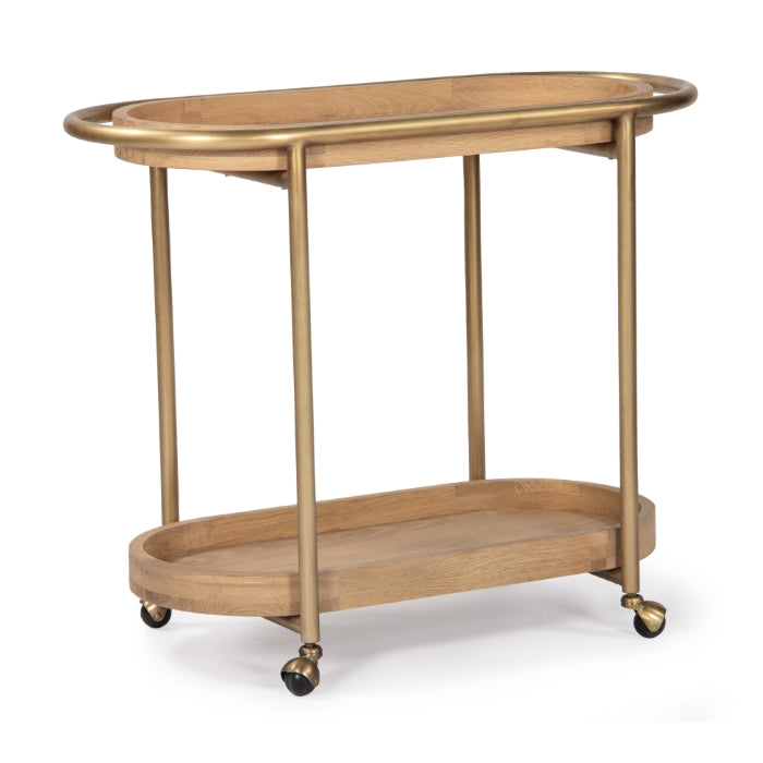 Orbit Bar Cart-Union Home Furniture-UNION-DIN00239-Bar DecorAntique Brass-Natural Oil Finish-5-France and Son