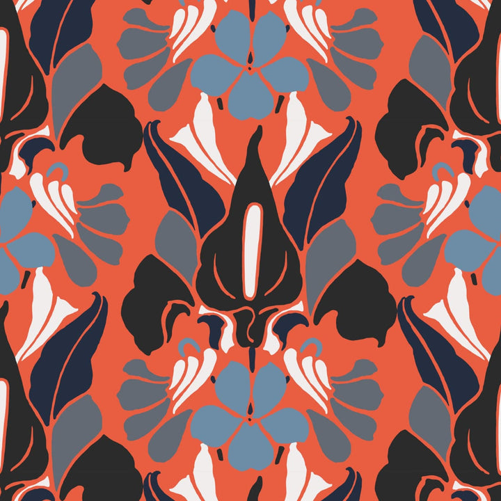 Dragon Flower Wallpaper-Mitchell Black-MITCHB-WC361-3-PM-10-Wall DecorPatterns Red Smoke-Premium Matte Paper-3-France and Son