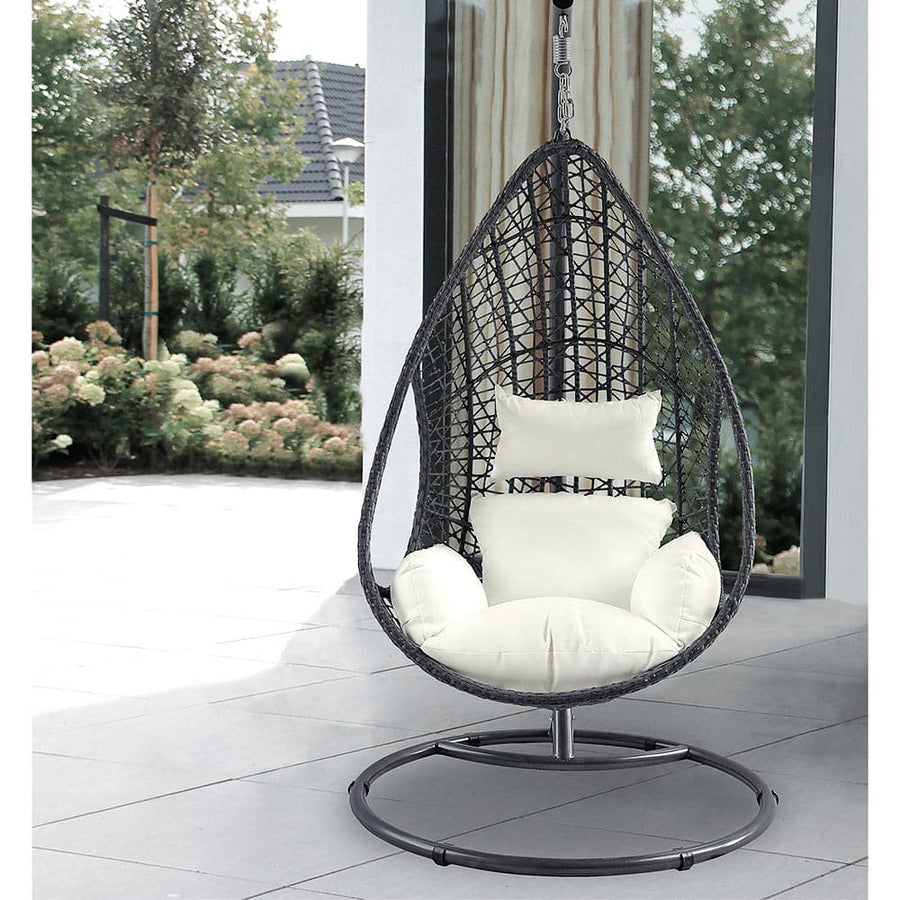 Bravo Outdoor Egg Chair-Whiteline Modern Living-WHITELINE-EG1684-GRY/WHT-Outdoor Lounge Chairswhite and gray-1-France and Son