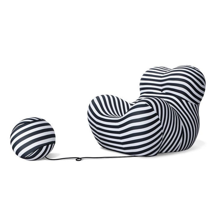 Striped Up Chair with Tethered Ball Ottoman-France & Son-FB8011BLKWHT-Lounge Chairs-1-France and Son