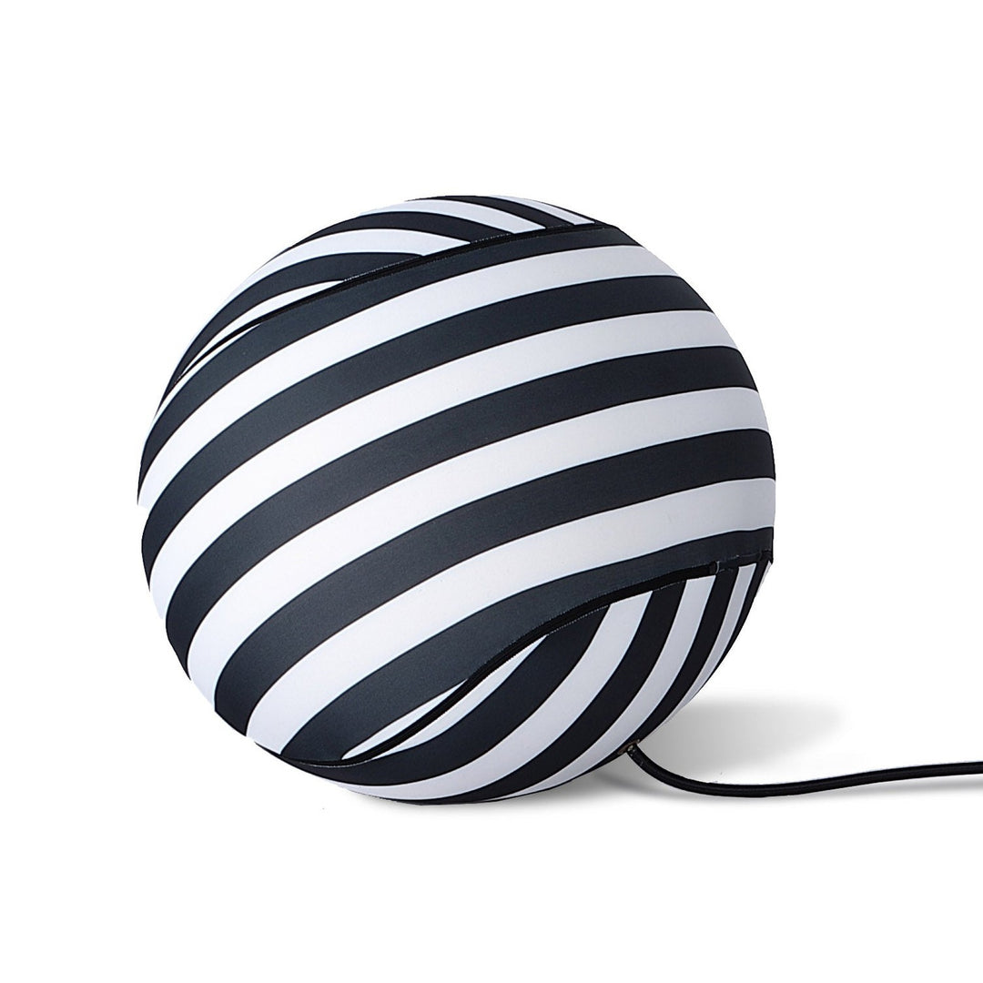 Striped Up Chair with Tethered Ball Ottoman-France & Son-FB8011BLKWHT-Lounge Chairs-5-France and Son