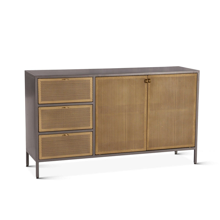 Brooklyn 55" Gunmetal and Brass Sideboard-Home Trends & Designs-HOMETD-FBN-SB55GMBR-Side Tables-1-France and Son