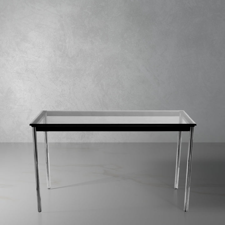 Le Corbusier Bauhaus Rectangular Glass Table - 47"-France & Son-FET0805BLKM-Dining Tables-1-France and Son