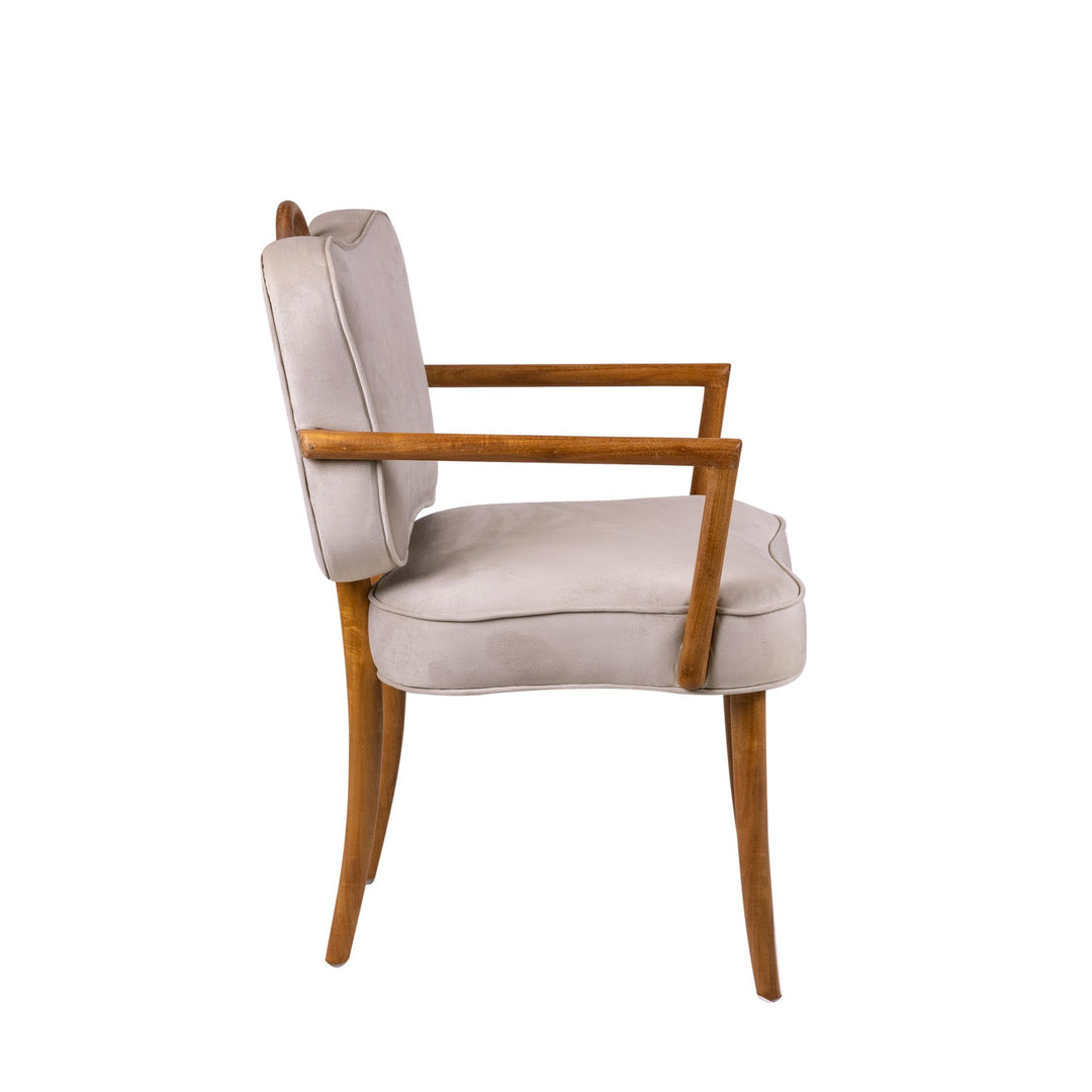 Royere Dining Arm Chair - Velvet (New Version)-France & Son-FL1087H-BGE-NEW-Dining Chairs-6-France and Son