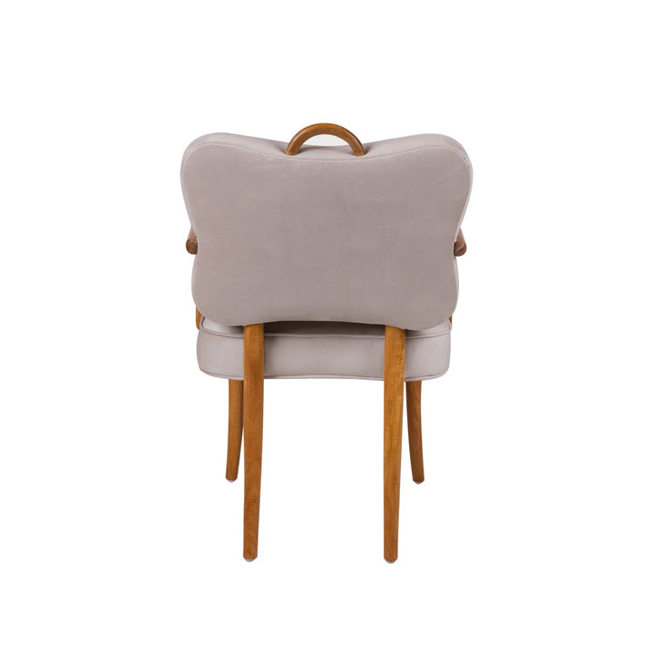 Royere Dining Arm Chair - Velvet (New Version)-France & Son-FL1087H-BGE-NEW-Dining Chairs-4-France and Son