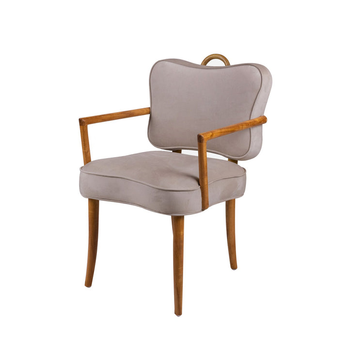 Royere Dining Arm Chair - Velvet (New Version)-France & Son-FL1087H-BGE-NEW-Dining Chairs-2-France and Son