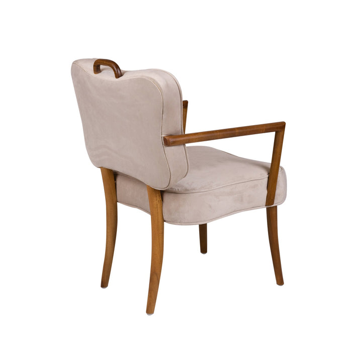 Royere Dining Arm Chair - Velvet (New Version)-France & Son-FL1087H-BGE-NEW-Dining Chairs-8-France and Son
