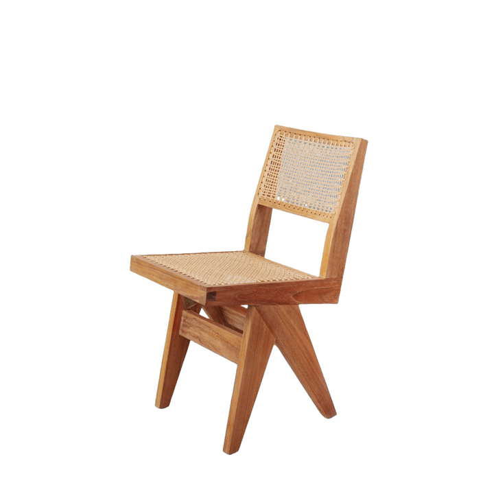 Jeanneret Dining Side Chair - Indoor / Outdoor-France & Son-FL1318NTRL-SYN-Dining Chairs-1-France and Son