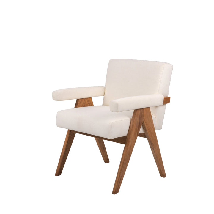 Jeanneret Dining Armchair - Upholstered-France & Son-FL1324IVORY-Dining ChairsSingle-Ivory-1-France and Son