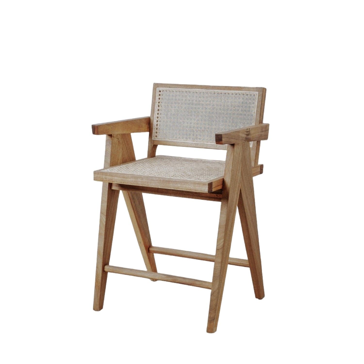 Jeanneret Counter Stool with Cane Seat