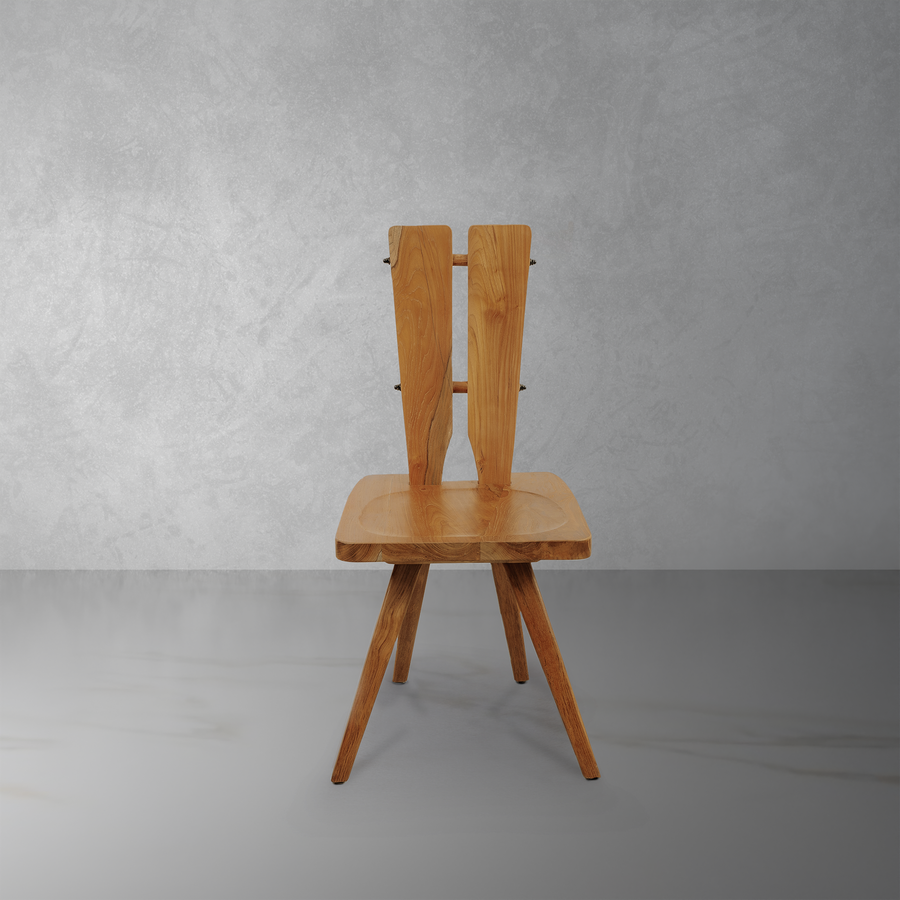 Brutalist Teak Side Chair-France & Son-FL1382NTRL-Dining Chairs-1-France and Son
