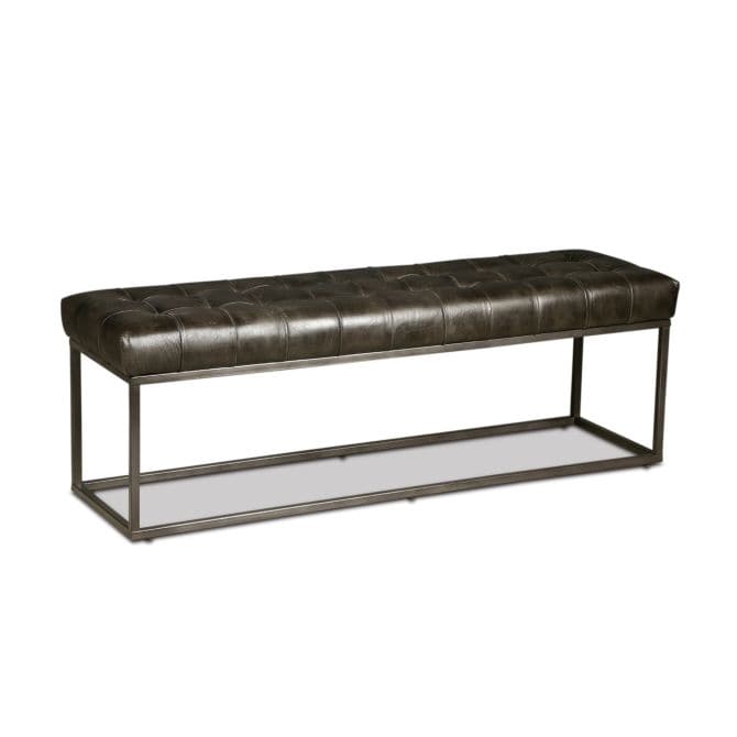 New York 54" Iron and Black Leather Bench-Home Trends & Designs-HOMETD-FNY-BN54BLK-Benches-2-France and Son
