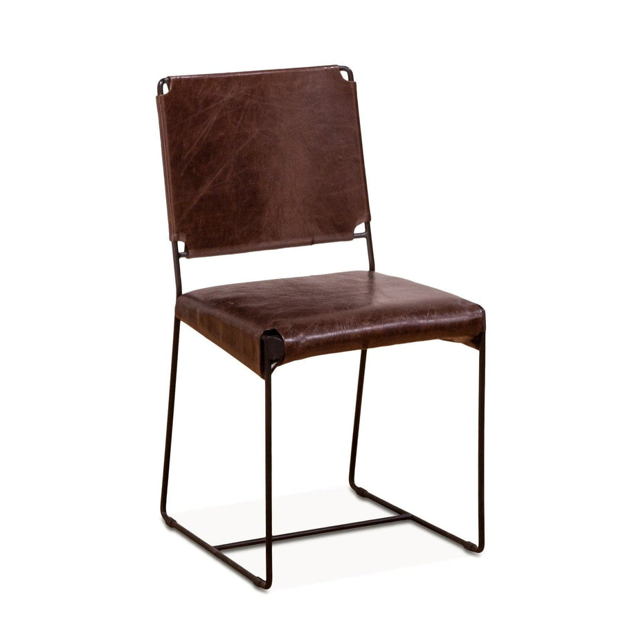 New York 18" Chocolate Leather Dining Chair-Home Trends & Designs-HOMETD-FNY-DC18-CH-GG-Dining Chairs-1-France and Son