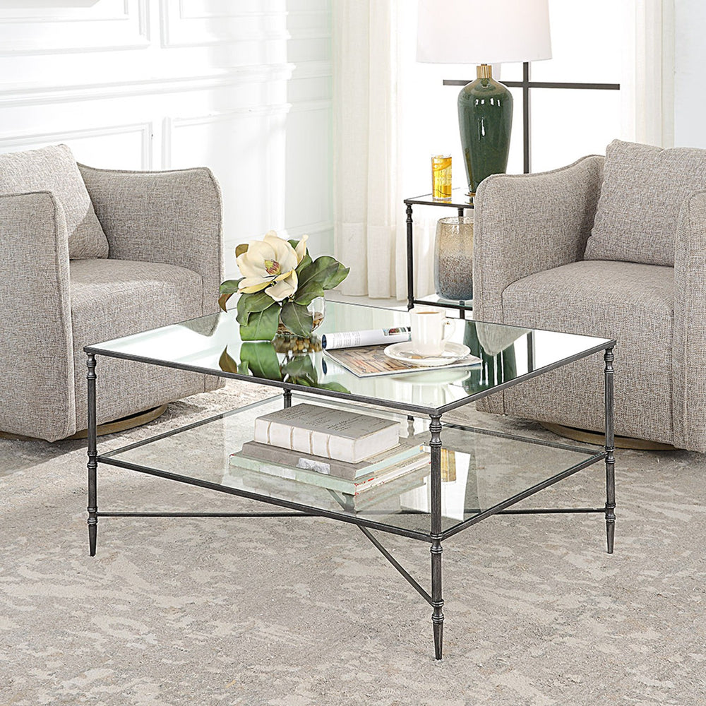 Henzler Mirrored Steel Coffee Table-Uttermost-UTTM-22985-Coffee Tables-2-France and Son